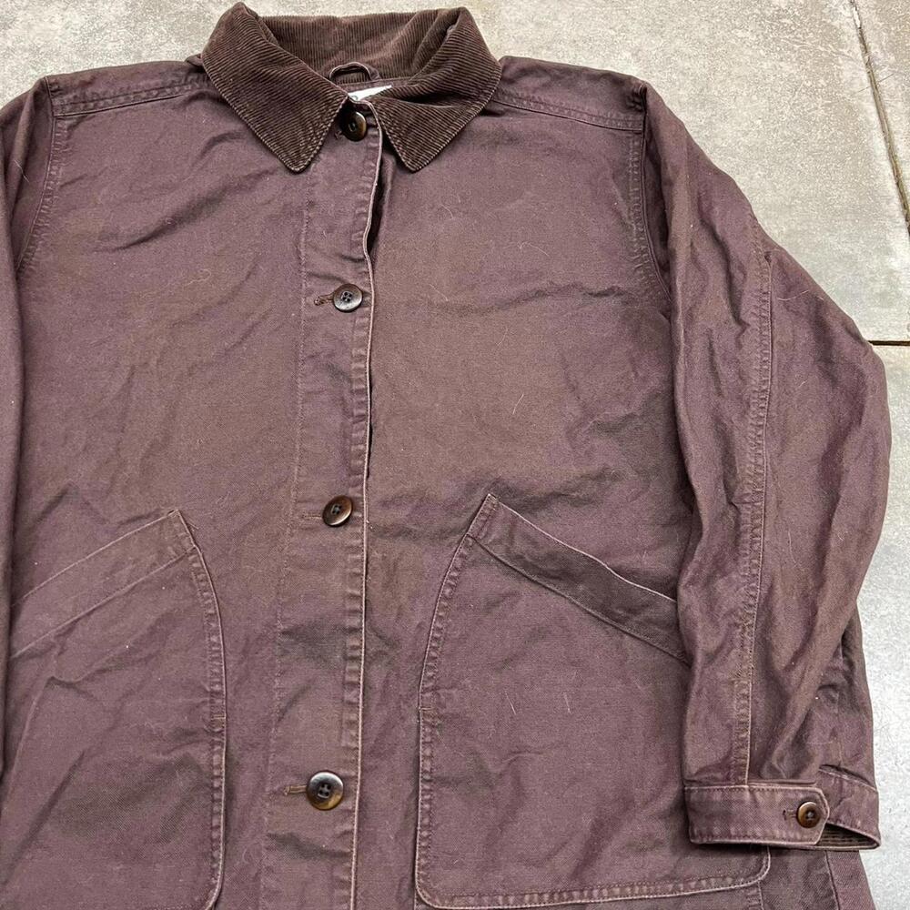 vintage l.l. bean brown button down field coat jacket size large WOMENS - Picture 2 of 4